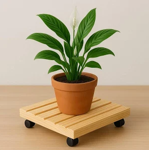 Wooden Plant Stand with Wheels